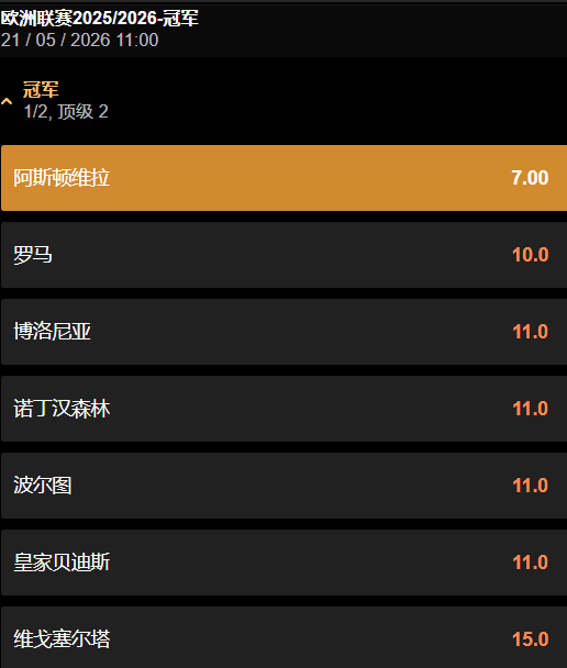 欧洲联赛冠军赔率和盘口-188金宝博数据