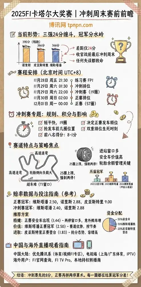 F1卡塔尔大奖赛2025 | 冲刺周末赛前前瞻 | 赛程积分看点赔率与直播
